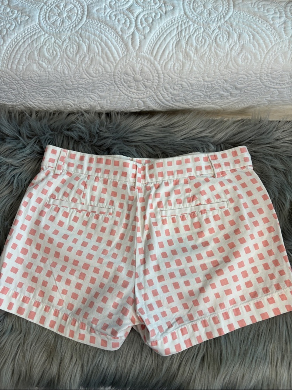 GAP Pink and White High Waist Checkered Shorts